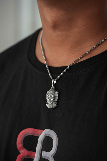 Silver Mahakal Pendant WIth Chain